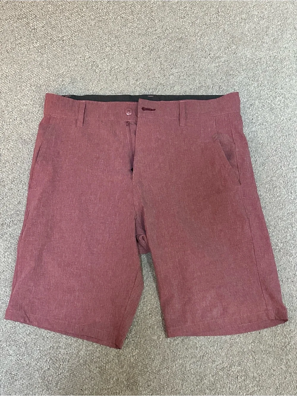 burnside Men's Flat-Front Shorts in Burgundy